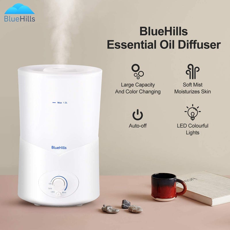 BlueHills Large 1000 ML XL Essential Oil Diffuser White Aromatherapy Humidifier 1 Liter Capacity for Big Living Area Baby Room Home Long Run Huge Coverage Area High Mist Large Size 1L A1 - Image 5