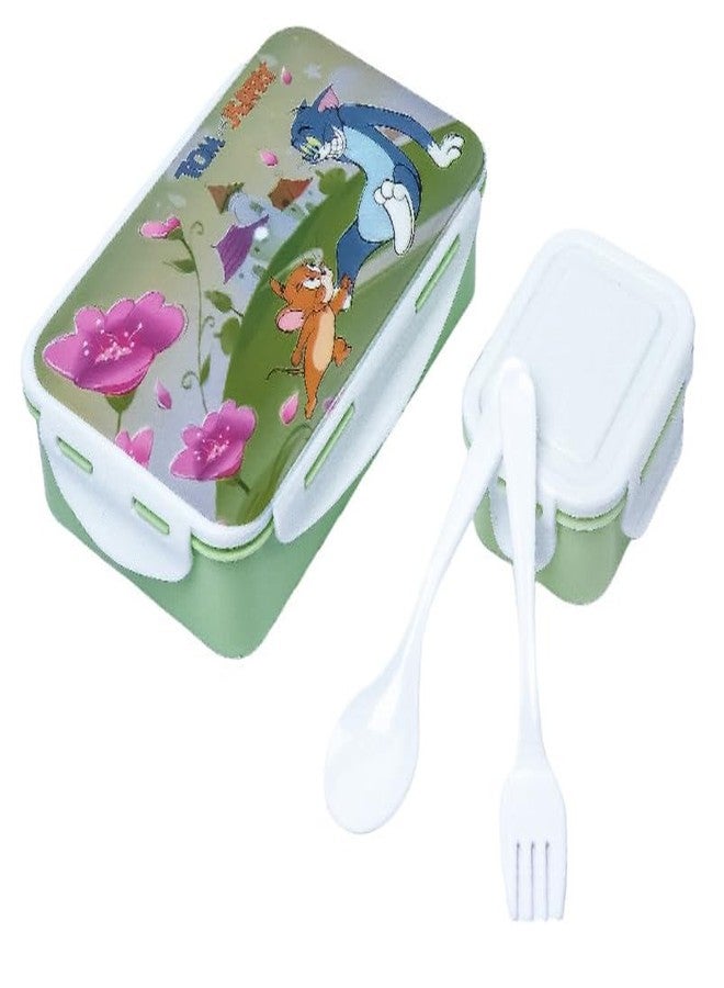 OMORTEX Cartoon Special Lunch Box with Small Container and Spoon Fork Kids Compartment Tiffin Box for School Travel Daily Meal Storage Food Container Multicolor Pack of 1 - Image 2