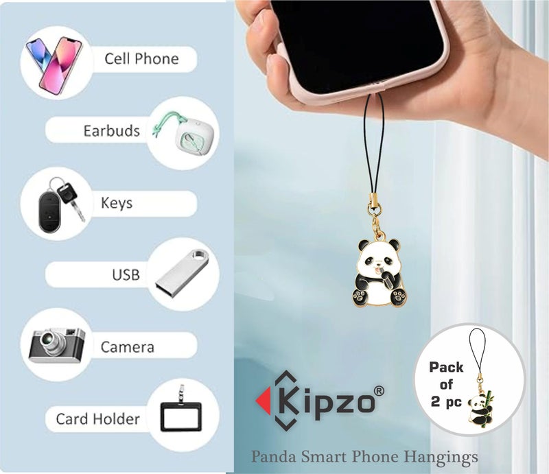 KIPZO® Pack of 2 Cut Out panda pendant phone charms aesthetic for girls boys women backpack hanging keychain key ring gold accessories necklace bracelet lobster clasp thread Ornament decor Smart combo - Image 3