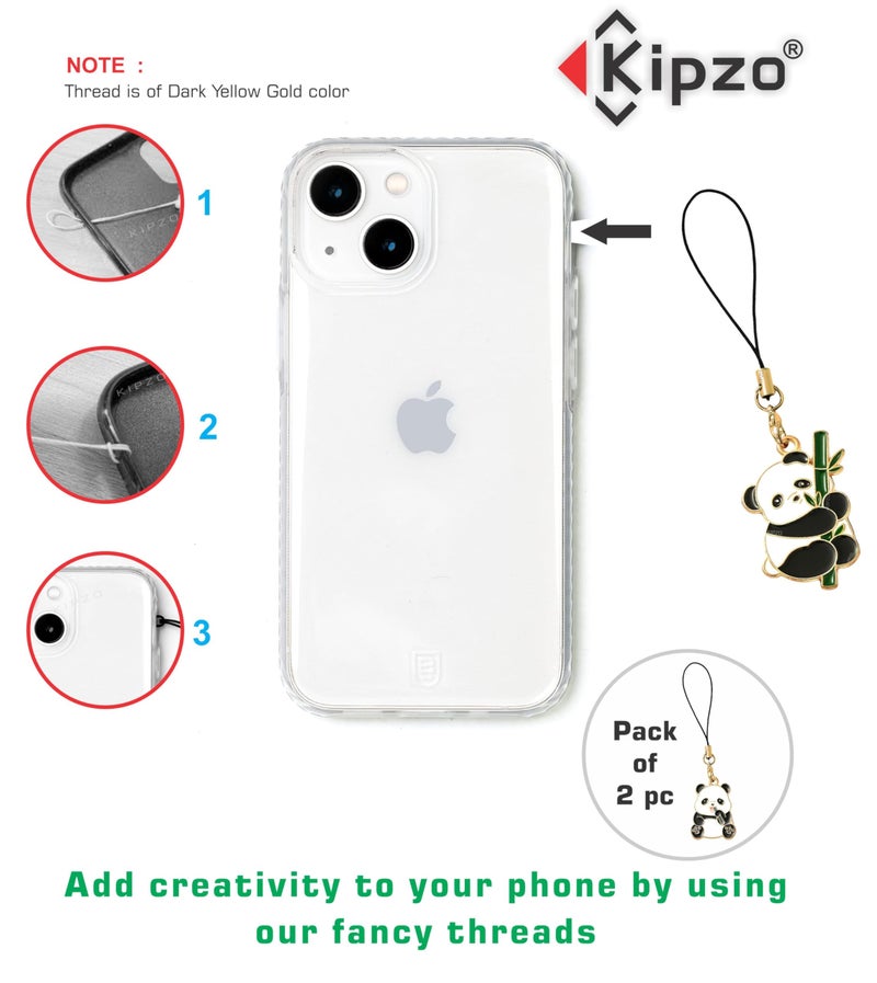 KIPZO® Pack of 2 Cut Out panda pendant phone charms aesthetic for girls boys women backpack hanging keychain key ring gold accessories necklace bracelet lobster clasp thread Ornament decor Smart combo - Image 5