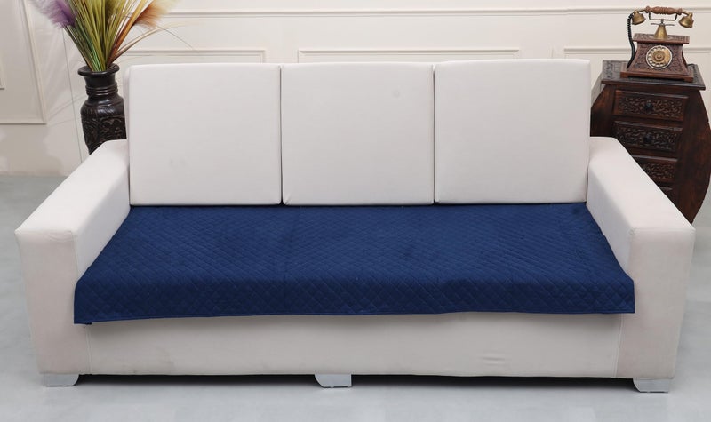 AAZEEM Original Velvet Sofa Cover | Stretch Fitted | Removable Washable Furniture Protector Slipcovers | Blue Color| 3 Seater Sofa Cover| - Image 1