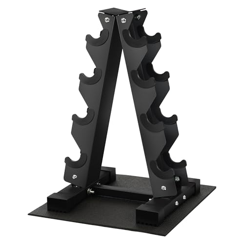 Fitvids 4 Tier AFrame Dumbbell Rack Stand Only with AntiSlip Pads Compact Weight Set Storage Holder for Home Gym Space Saver - Image 1