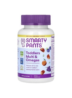 SmartyPants SmartyPants, Toddlers, Multi & Omegas Gummies, Grape, Orange, and Blueberry, 90 Gummies 