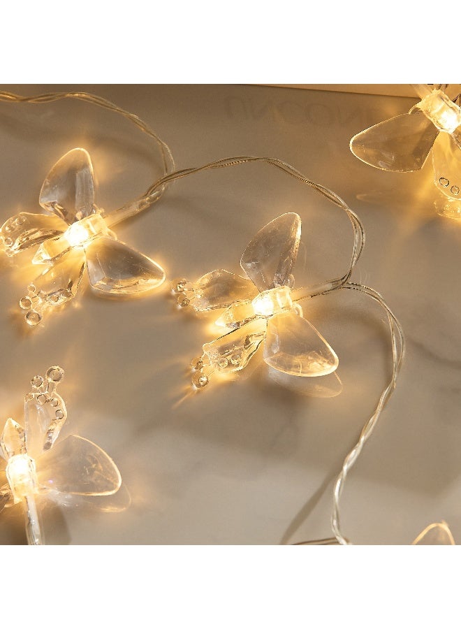 Home Box سلسلة أضواء الفراشة الشفافة من دكس مع 10 لمبات LED دافئة - Image 3