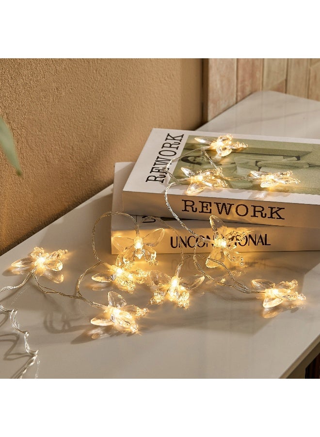 Home Box سلسلة أضواء الفراشة الشفافة من دكس مع 10 لمبات LED دافئة - Image 1