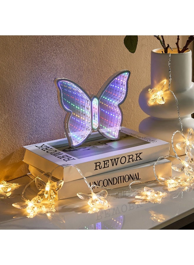 Home Box سلسلة أضواء الفراشة الشفافة من دكس مع 10 لمبات LED دافئة - Image 5