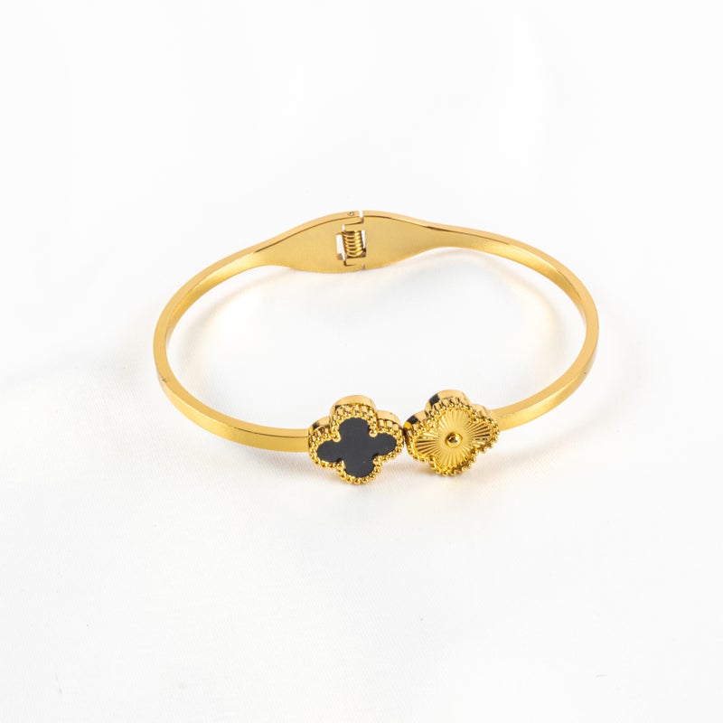 أسورة أستانليس ستيل ذهبي شكل زهرة البرسيم - Image 2