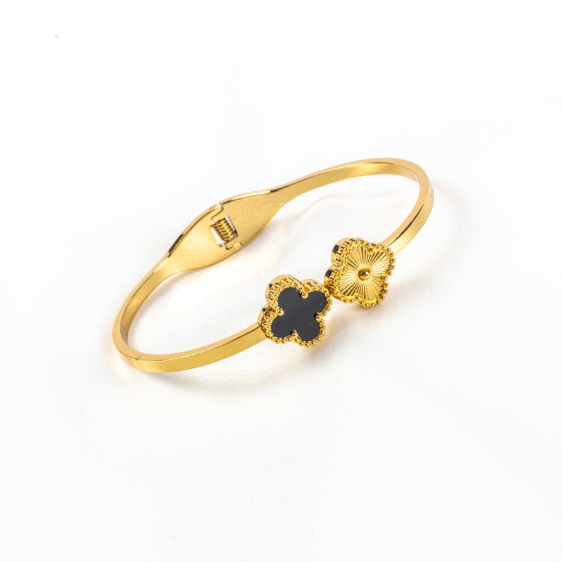 أسورة أستانليس ستيل ذهبي شكل زهرة البرسيم - Image 1