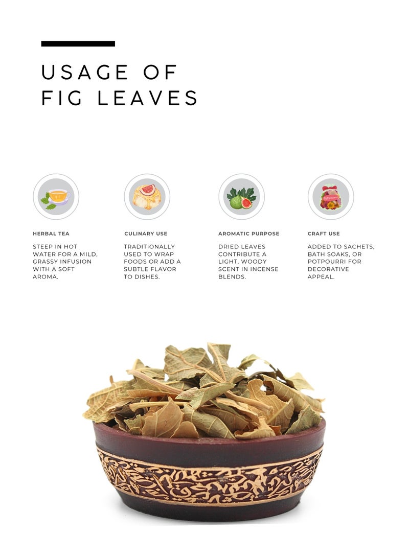 AWAFI MILL Fig Leaves (Ficus carica) | Dried Leaves for Herbal Tea, Syrups and Cooking Wraps | Coconut-Vanilla, Almond-Like Aroma - 100 g | 3.5 Oz - Image 3
