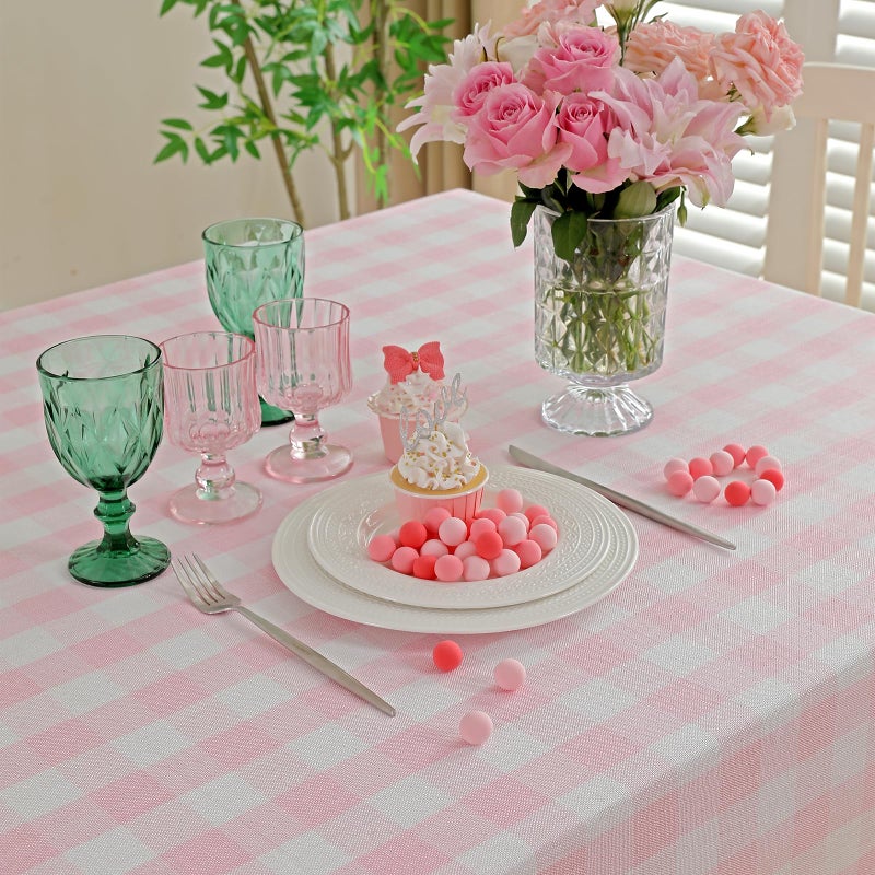 Midsummer Breeze Square Table Table Cloth for Spring Summer Valentine's Day Easter Christmas Tableroth-Buffalo Check Farmhouse Cotton Cotton (55 "" × 55 "" Pink) - Image 2