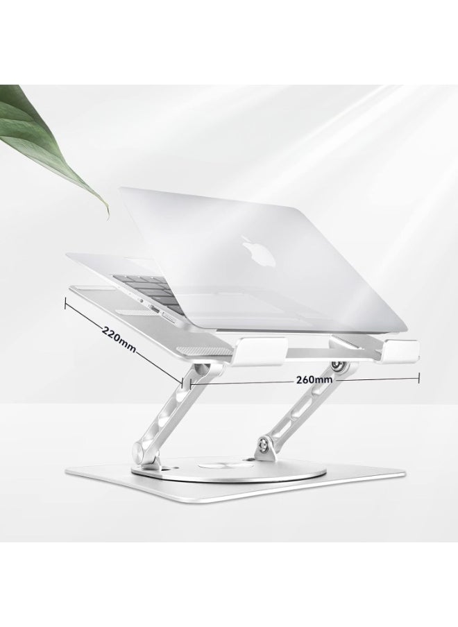 Generic Adjustable Aluminum Laptop Stand with 360° Rotating Base – Foldable Ergonomic Holder for Laptops up to 16 Inch – Silver  - Image 3