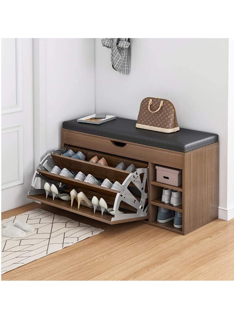 DubaiGallery Shoe Storage Bench, Household Entry Door Combined Shoes Cabinet, Space Saving Multi-functional Shoe Storage Rack, Shoe Bench with 3 Tier Adjustable Shelves... - Image 2