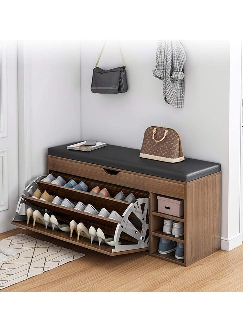 DubaiGallery Shoe Storage Bench, Household Entry Door Combined Shoes Cabinet, Space Saving Multi-functional Shoe Storage Rack, Shoe Bench with 3 Tier Adjustable Shelves... - Image 1