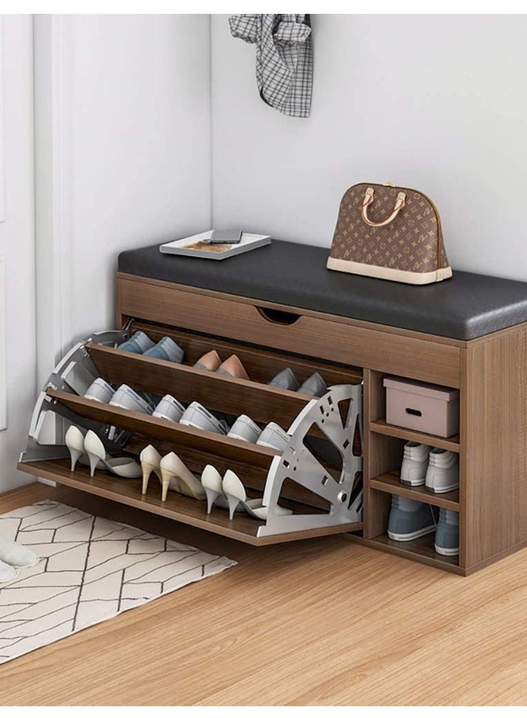 DubaiGallery Shoe Storage Bench, Household Entry Door Combined Shoes Cabinet, Space Saving Multi-functional Shoe Storage Rack, Shoe Bench with 3 Tier Adjustable Shelves... - Image 4