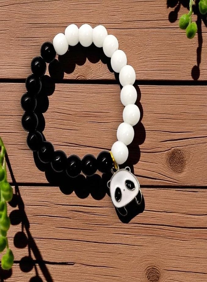 Elleva Bead Bracelet Set - Adjustable, Elegant Hand Jewelry Bracelet for Bestfriend, Boyfriend and Girlfriend Gift | Panda Cartoon Friendship Bracelet for Girls Combo Set of 2 (Pack of 1) - Image 3