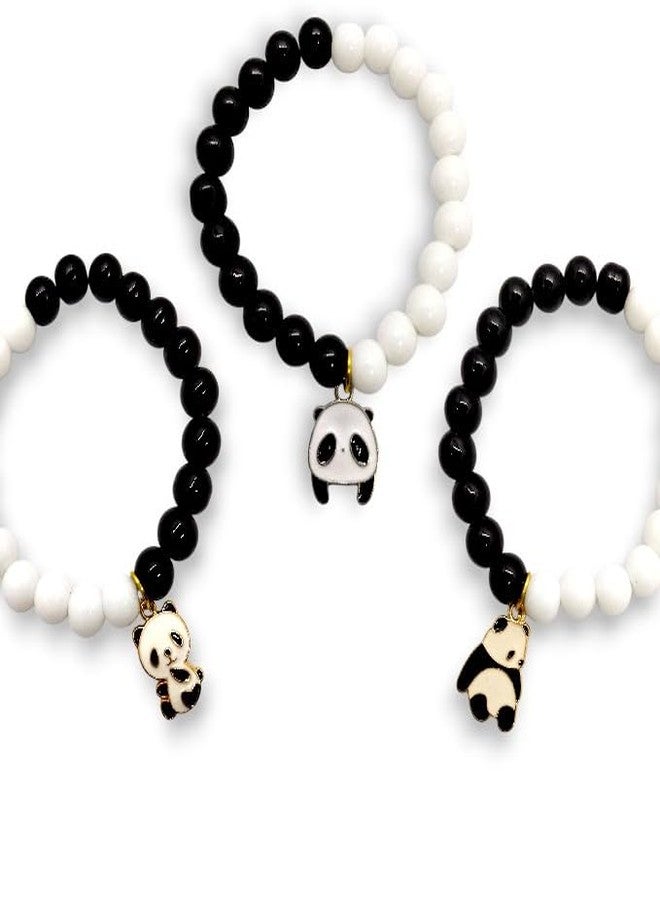 Elleva Bead Bracelet Set - Adjustable, Elegant Hand Jewelry Bracelet for Bestfriend, Boyfriend and Girlfriend Gift | Panda Cartoon Friendship Bracelet for Girls Combo Set of 2 (Pack of 1) - Image 1