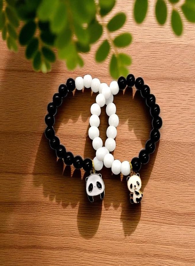 Elleva Bead Bracelet Set - Adjustable, Elegant Hand Jewelry Bracelet for Bestfriend, Boyfriend and Girlfriend Gift | Panda Cartoon Friendship Bracelet for Girls Combo Set of 2 (Pack of 1) - Image 2