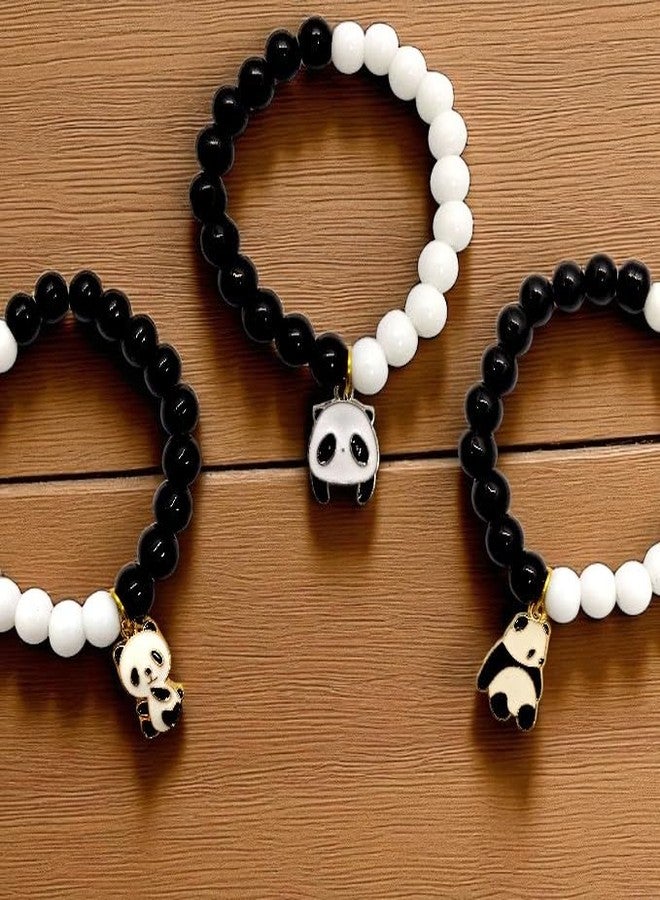 Elleva Bead Bracelet Set - Adjustable, Elegant Hand Jewelry Bracelet for Bestfriend, Boyfriend and Girlfriend Gift | Panda Cartoon Friendship Bracelet for Girls Combo Set of 2 (Pack of 1) - Image 5
