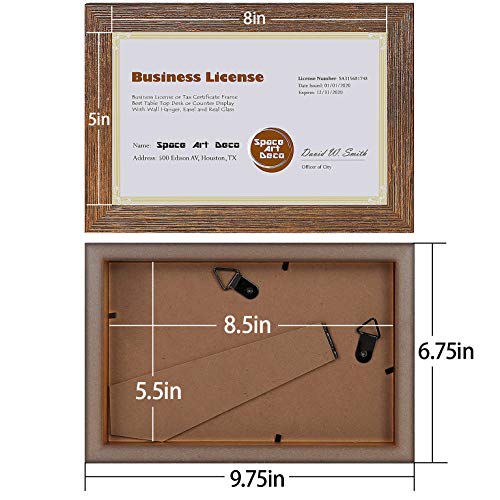 Space Art Deco,5.5x8.5 Document Frame with Real Glass & Easel Stand for 5.5x8.5 Business License and Tax Certificates (Color Gold,1 Pack) - Image 3