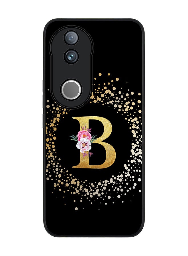 Stylizedd For Vivo V50 / vivo V50e 5G Case,Slim fit Camera Protection, Shockproof Thin Phone cover  - Custom Monogram Floral - B ( Black ) - Image 1