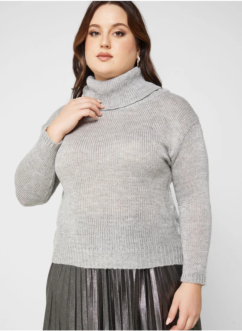 Ella Plus Cutout Back Turtle Neck Sweater