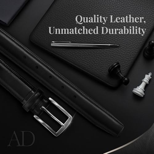 Access Denied Genuine Leather Dress Belts For Men - Mens Belt For Suits, Jeans, Uniform Black Belt - Designed in the USA - Image 2