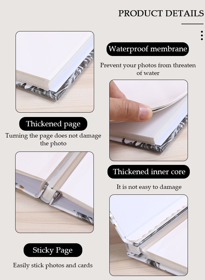 DUNISO ألبوم كبير ذاتي اللصق، 36 × 34 سم سعة كبيرة إضافية ألبومات صُنعت يدوياً بتقنية DIY، 20 صفحة صفحات فارغة عتيقة كتاب ذكريات لصور العائلة والذكريات السنوية - Image 5
