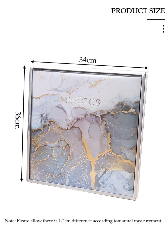 DUNISO ألبوم كبير ذاتي اللصق، 36 × 34 سم سعة كبيرة إضافية ألبومات صُنعت يدوياً بتقنية DIY، 20 صفحة صفحات فارغة عتيقة كتاب ذكريات لصور العائلة والذكريات السنوية - Image 2