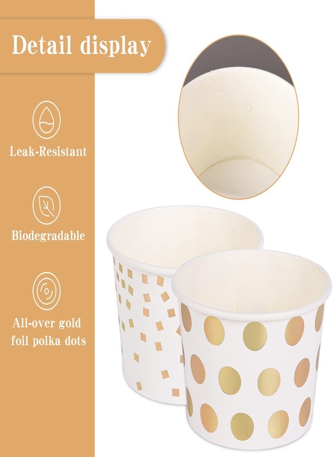AimFun 60 Pcs Treat Snack Cups Gold Dessert Cups 8oz Disposable Paper Ice Cream Cups for Hot or Cold Food Container Birthday Christmas Party Supplies - Image 3