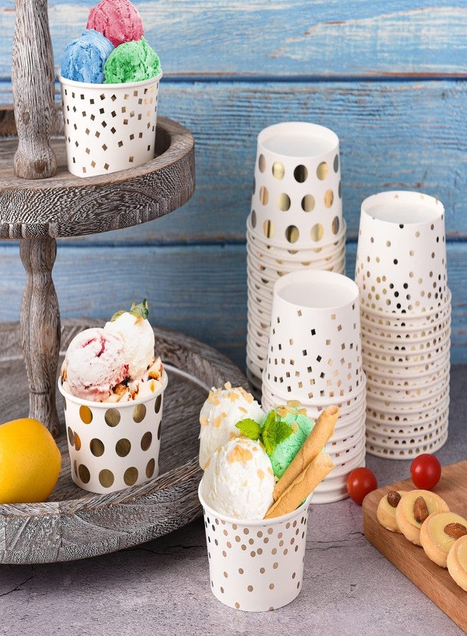 AimFun 60 Pcs Treat Snack Cups Gold Dessert Cups 8oz Disposable Paper Ice Cream Cups for Hot or Cold Food Container Birthday Christmas Party Supplies - Image 5