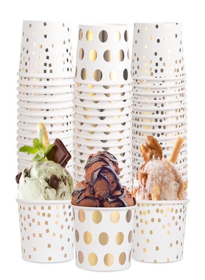 AimFun 60 Pcs Treat Snack Cups Gold Dessert Cups 8oz Disposable Paper Ice Cream Cups for Hot or Cold Food Container Birthday Christmas Party Supplies - Image 1