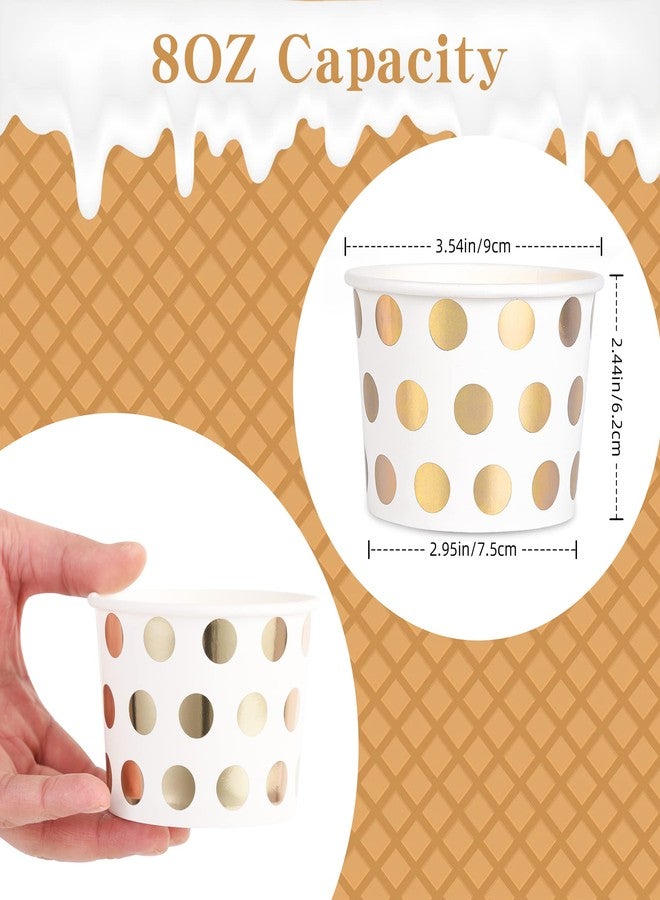 AimFun 60 Pcs Treat Snack Cups Gold Dessert Cups 8oz Disposable Paper Ice Cream Cups for Hot or Cold Food Container Birthday Christmas Party Supplies - Image 2