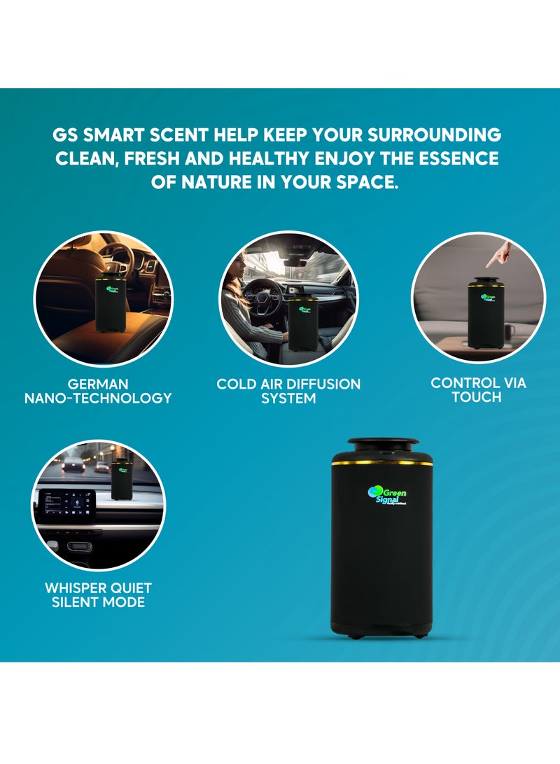 Green Signal Rechargeable Car Aroma Oil Diffuser – Black Wood Design – Nano Nebulizing & Cold Air Diffusion – Touch Control – 10ml Capacity – Portable Scent Machine  - Image 3