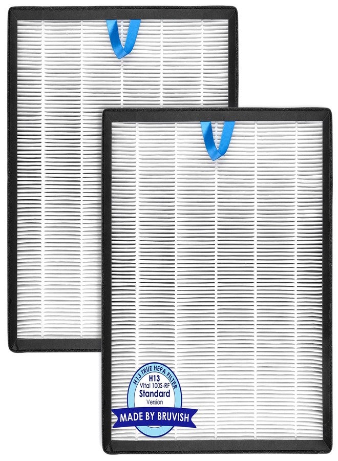 BRUVISH 2 Pack Vital 100S Replacement Filter Compatible with LEVOIT Vital 100S-P Air Purifier, LAP-V102S-KUS, LAP-V102S-WUS, H13 True HEPA Filter, 3-in-1 Activated Carbon Filters, Replace #Vital 100S-RF - Image 1