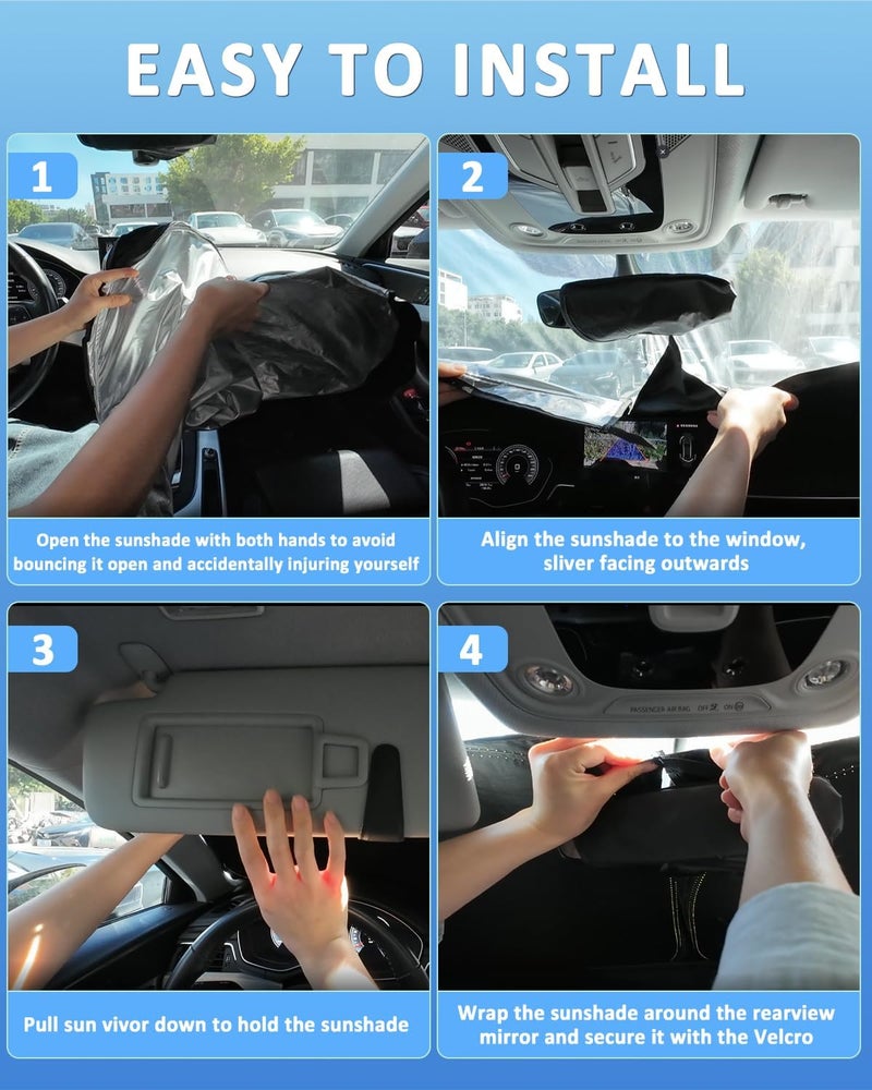 ZOIBV Windshield Sunshade for Lincoln Aviator 2020-2026 Sun Shade Car Windshield Accessories Upgrade 4 Layers Blocks UV Rays Custom Fit Aviator 240T Car Window Shades Front Windshield Keep Cool Foldable - Image 5