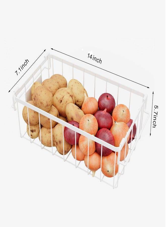 lonpute 3 Pack Stackable Wire Storage Baskets With Tag, Freezer Organizer Bins for Most 7 Cu.FT Freezer Sort Frozen Meats, Deep Freezer Organizer Bins with Handle Add Space Easy Reach, White - Image 3