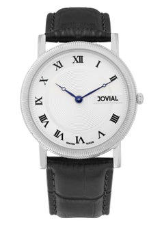 Jovial JOVIAL 7073GSLQ11  Men's Leather Strap Analogue Watch, 40mm, White Dial  - Image 1