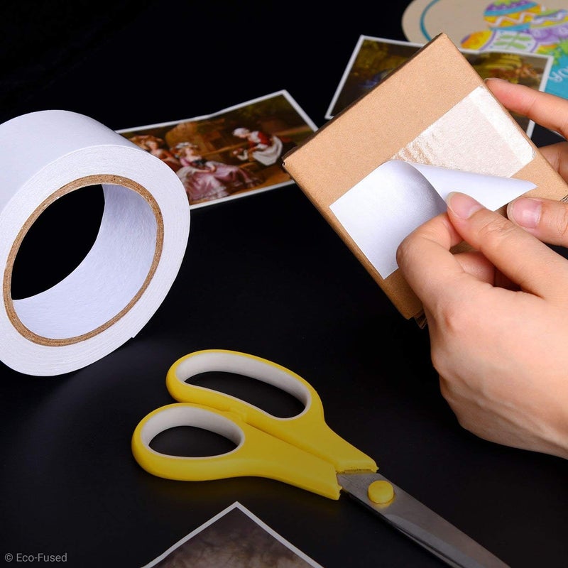 ECO-FUSED Double Sided Adhesive Tape - Width: 0.4 Inch - Length: 55 Yards - for Arts and Crafts, DIY and Office - Quick and Easy (1.97 Inch - 27 Yards) - Image 5