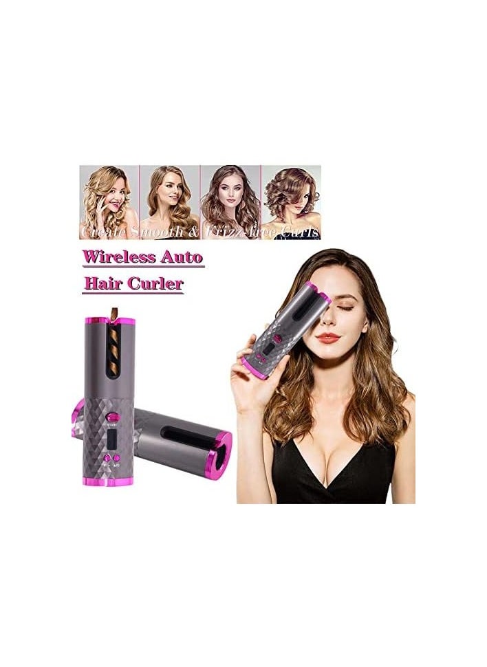 Generic - Automatic Curling Iron Cordless Automatic Hair Curler Wand Air Curling Iron Auto Rotating Ceramic Usb Rechargeable Lcd Display Adjustable Wave Curler - Image 1