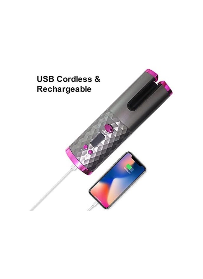 Generic - Automatic Curling Iron Cordless Automatic Hair Curler Wand Air Curling Iron Auto Rotating Ceramic Usb Rechargeable Lcd Display Adjustable Wave Curler - Image 1