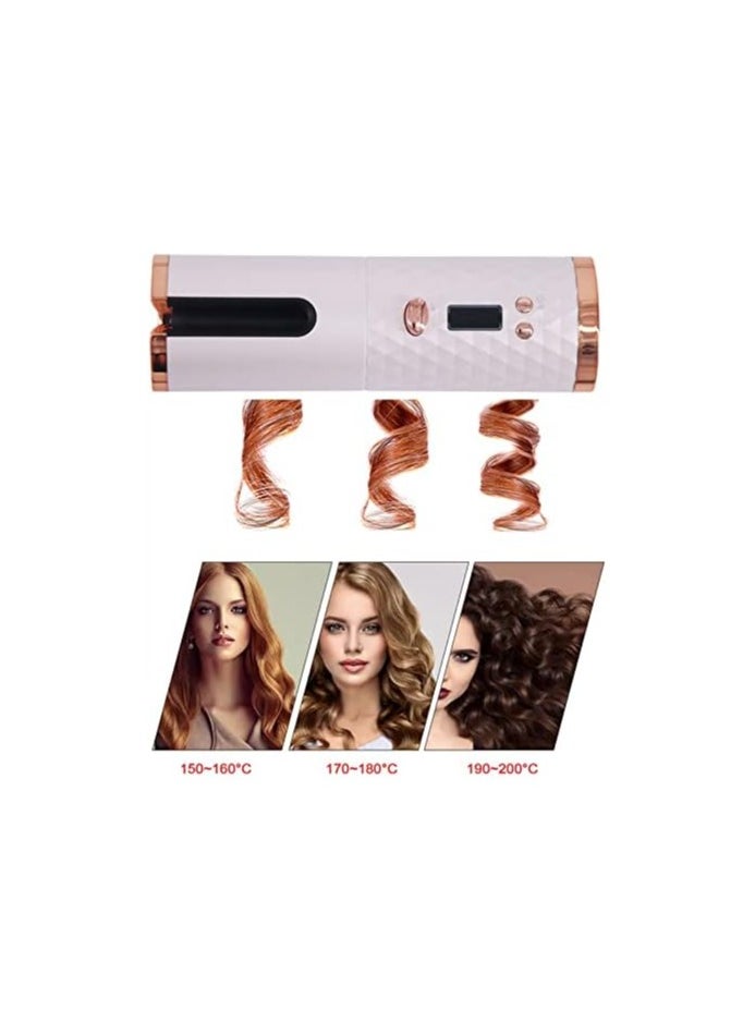Generic - Automatic Curling Iron Cordless Automatic Hair Curler Wand Air Curling Iron Auto Rotating Ceramic Usb Rechargeable Lcd Display Adjustable Wave Curler - Image 1