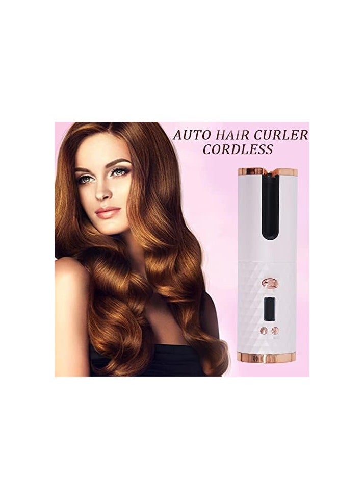 Generic - Automatic Curling Iron Cordless Automatic Hair Curler Wand Air Curling Iron Auto Rotating Ceramic Usb Rechargeable Lcd Display Adjustable Wave Curler - Image 1