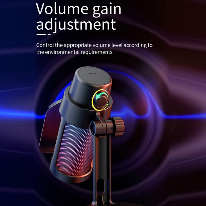 ميكروفون ألعاب RGB: ميكروف مكثف قلبي أبيض - جودة صوت ممتازة 192 كيلو هرتز/48 بت، إضاءة RGB ديناميكية، كتم الصوت بنقرة واحدة، تحكم الكسب، قاعدة ركلية، توصيل واستخدام سريع للألعاب، البث المباشر، بودكاست

注：原文最后“Podcas”应为“Podcast”，翻译时按正确拼写处理为“بودكاست” - Image 5