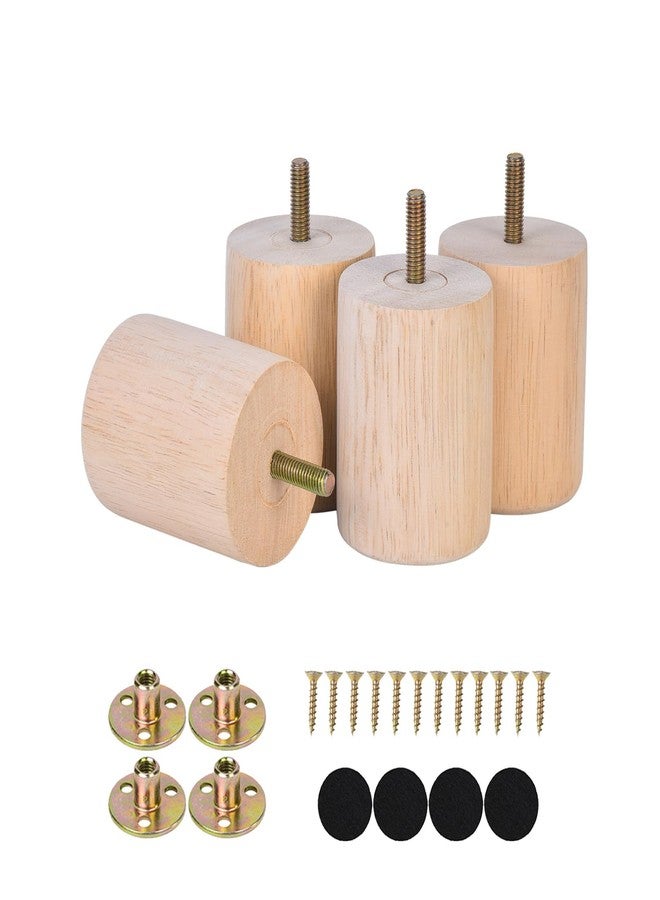 Maricome 3 inch Wooden Furniture Legs Set of 4, Solid Round Wood Replacement Feet，Suitable for Sofas Couch Dressers Ottomans Cabinets Chairs - Image 1