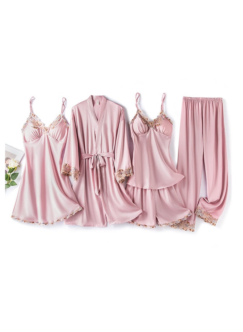 Five-piece suspender pajamas set that can be worn in all seasons