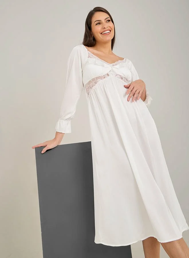 Styli Scallop Lace & Ruffle Cuff Nightdress