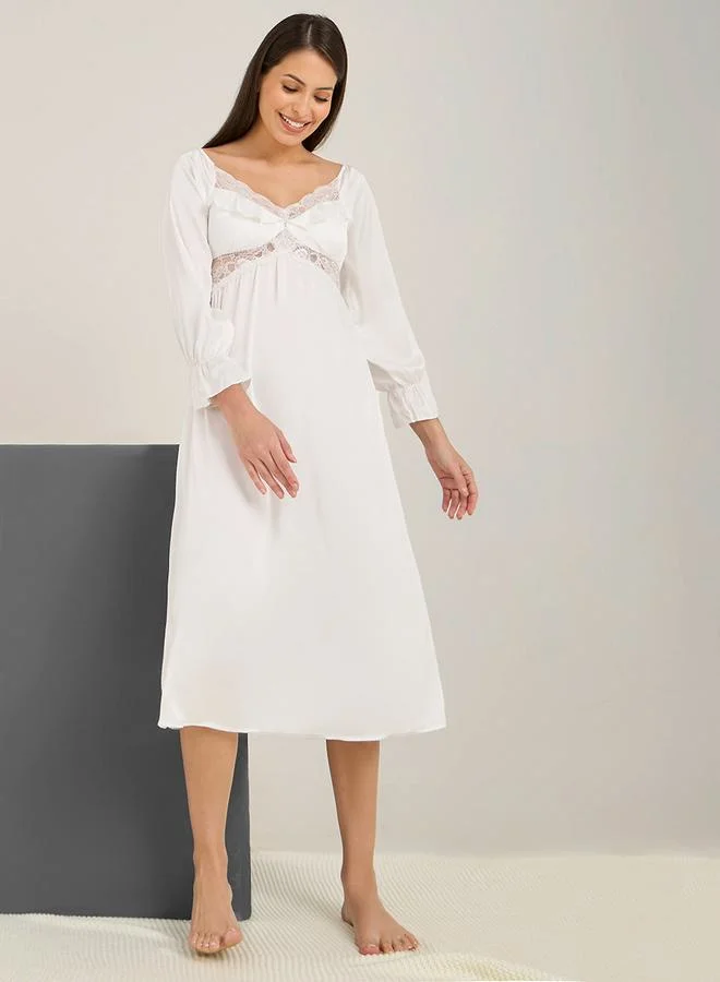 Styli Scallop Lace & Ruffle Cuff Nightdress
