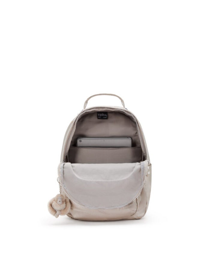 kipling Classic Seoul S Ergonomic Kids School Small Backpack with Laptop Protection, 15-inch, 27L, 0.65kg, Bottle holder - Metallic Glow - (Gold) - Image 4