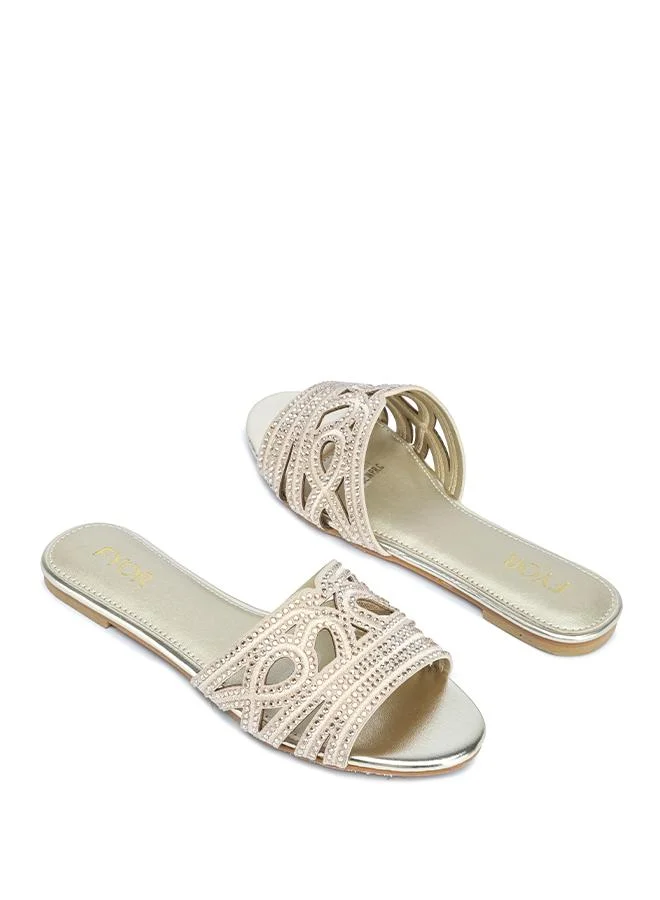 Fyor  Embellished Lattice Strap Flat Sandal MY 414 for Women | Best Price UAE