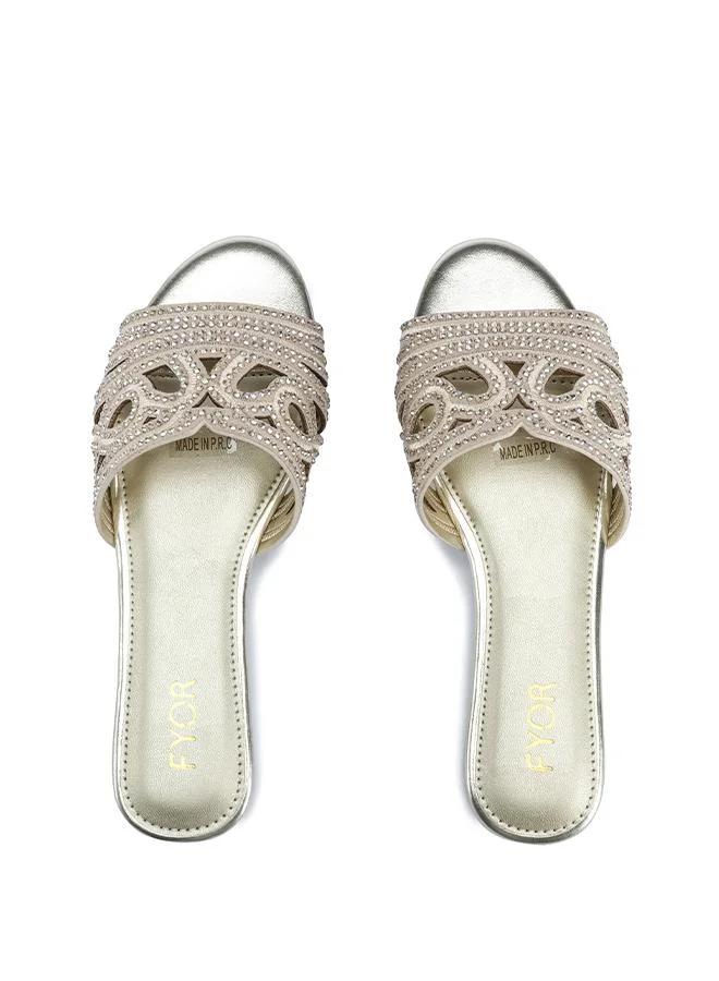 Fyor  Embellished Lattice Strap Flat Sandal MY 414 for Women | Best Price UAE